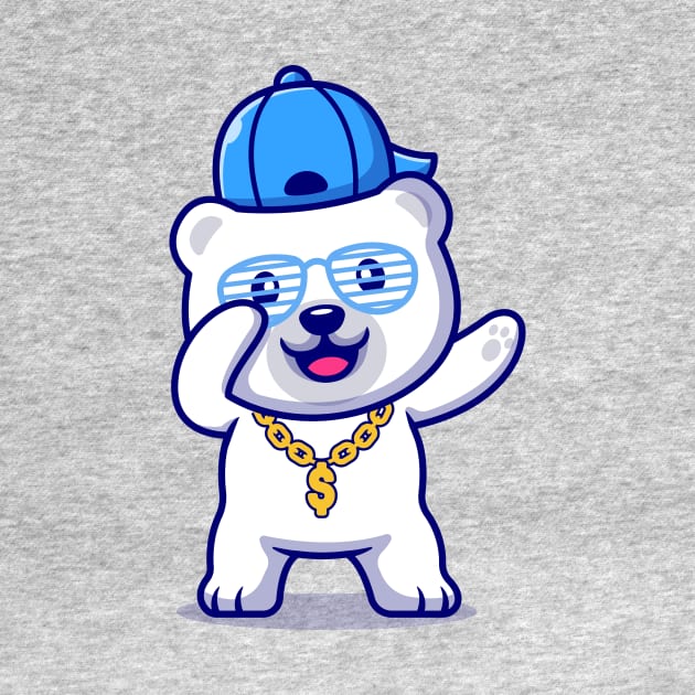 Cute Swag Polar Bear With Hat And gold chain necklace  Cartoon by Catalyst Labs